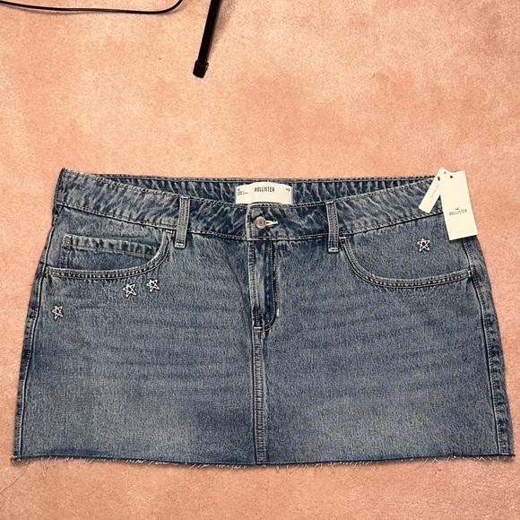 Hollister Low-Rise Star Embroidered Denim Mini Skort NWT - Picture 6 of 11